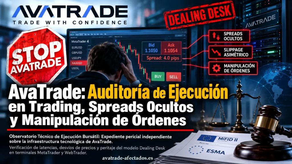 AvaTrade: Auditoría de ejecución en trading, spreads ocultos, slippage asimétrico y modelo Dealing Desk en MetaTrader 4